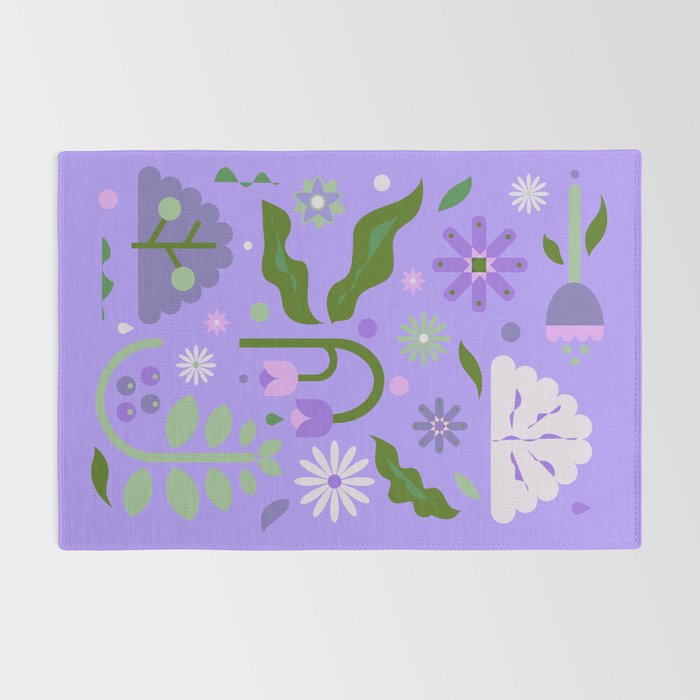 Violet Green Spring Flowers Rug Gallery Image 2