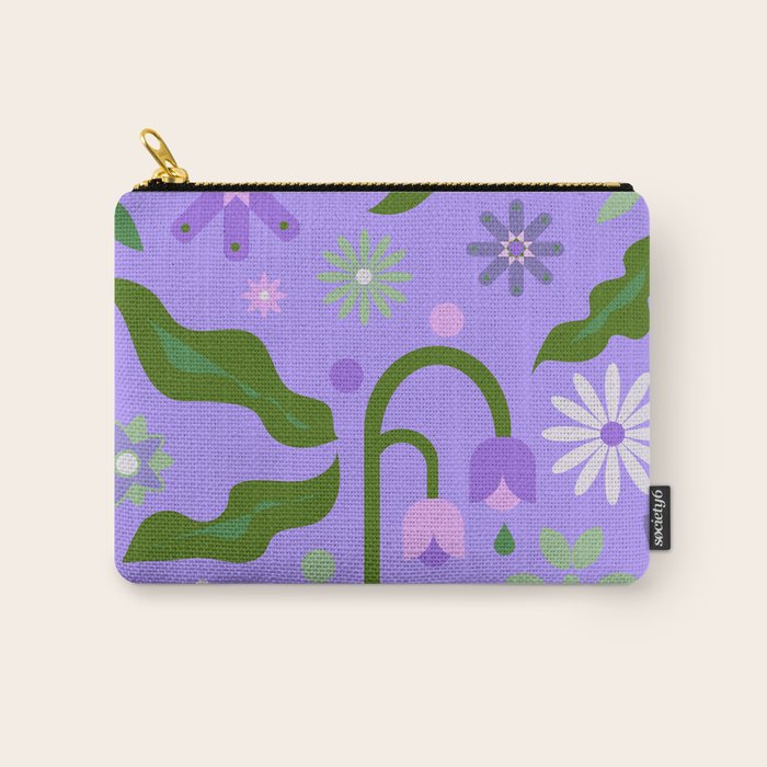 Violet Green Spring Flowers Carry All Pouch Gallery Image 1