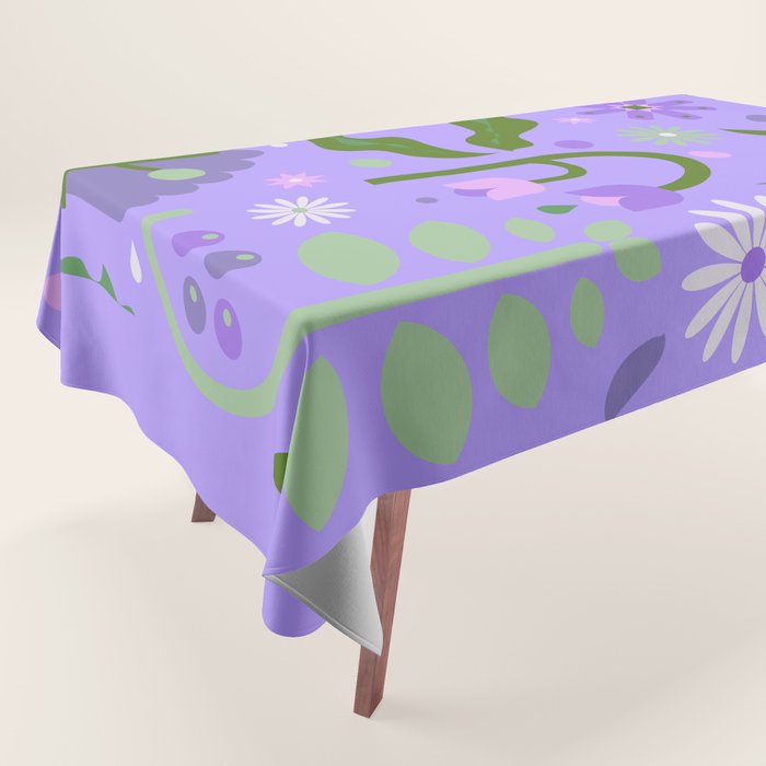 Violet Green Spring Flowers Tablecloth Gallery Image 1