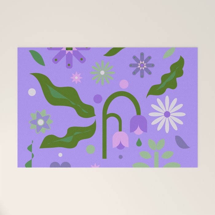 Violet Green Spring Flowers Welcome Mat Gallery Image 1