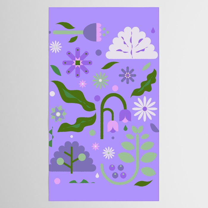 Violet Green Spring Flowers Tablecloth Gallery Image 2