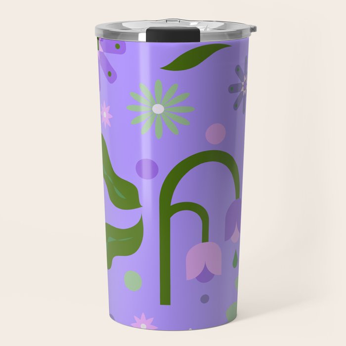 Violet Green Spring Flowers Travel Mug Gallery Image 1