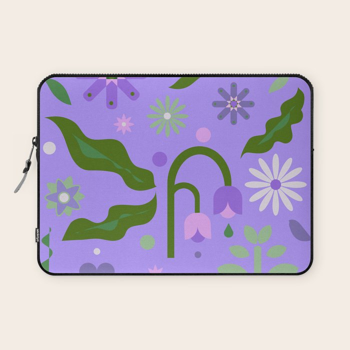 Violet Green Spring Flowers Laptop Sleeve Gallery Image 1