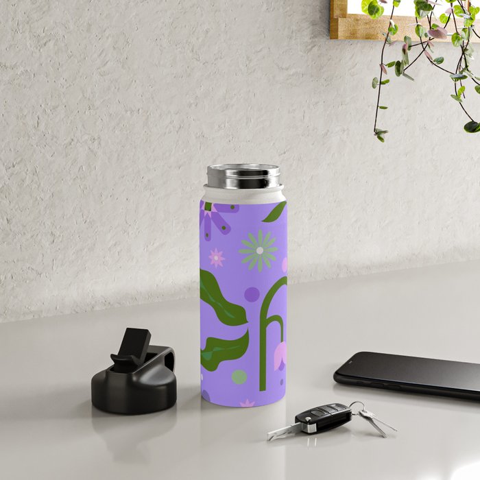 Violet Green Spring Flowers Water Bottle Gallery Image 4