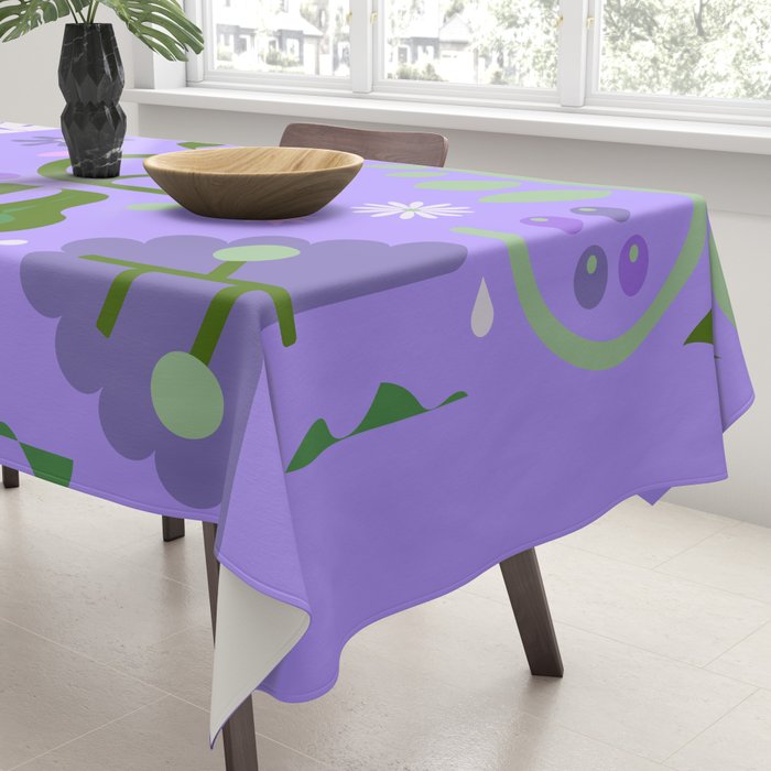 Violet Green Spring Flowers Tablecloth Gallery Image 3