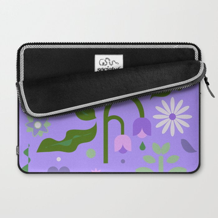 Violet Green Spring Flowers Laptop Sleeve Gallery Image 2