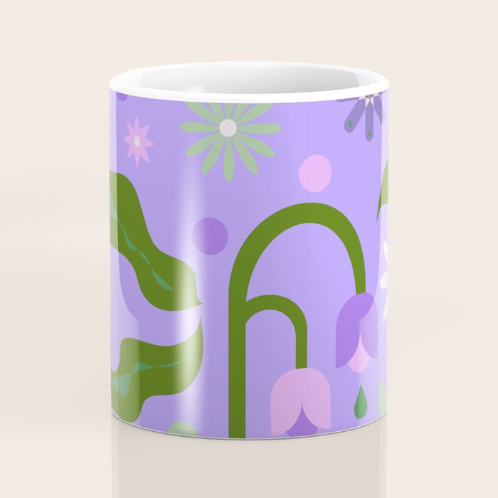 Violet Green Spring Flowers Coffee Mug Gallery Image 4