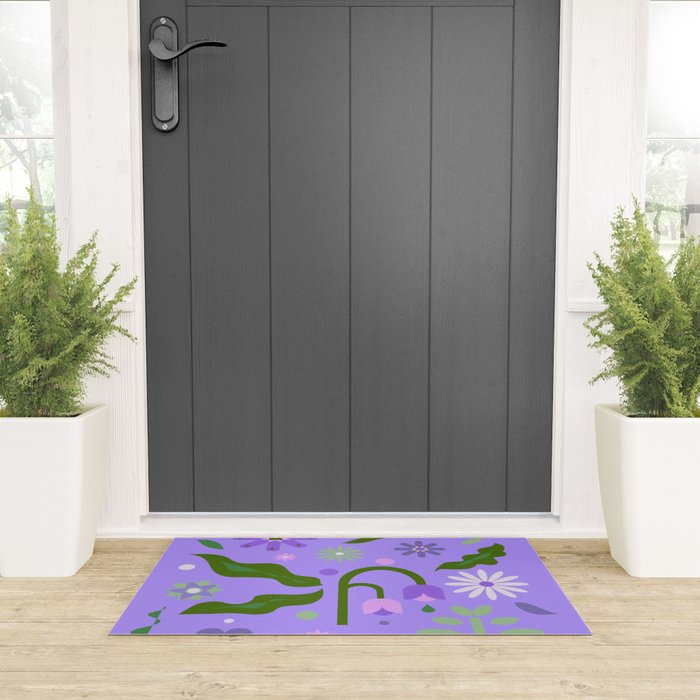 Violet Green Spring Flowers Welcome Mat Gallery Image 3