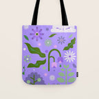 Violet Green Spring Flowers Tote Bag Gallery Image 1