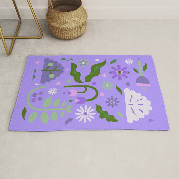 Violet Green Spring Flowers Rug Gallery Image 1