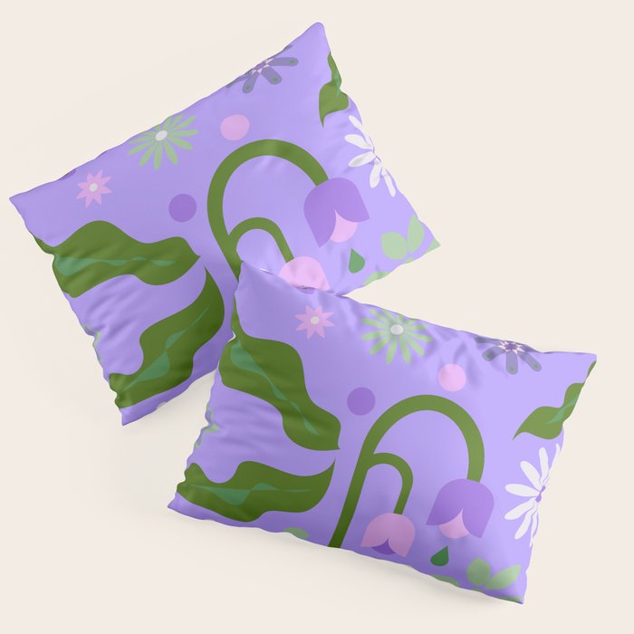 Violet Green Spring Flowers Pillow Sham Gallery Image 3