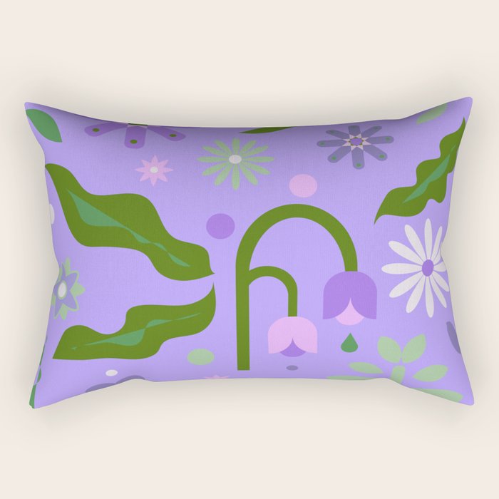 Violet Green Spring Flowers Rectangular Pillow Gallery Image 1