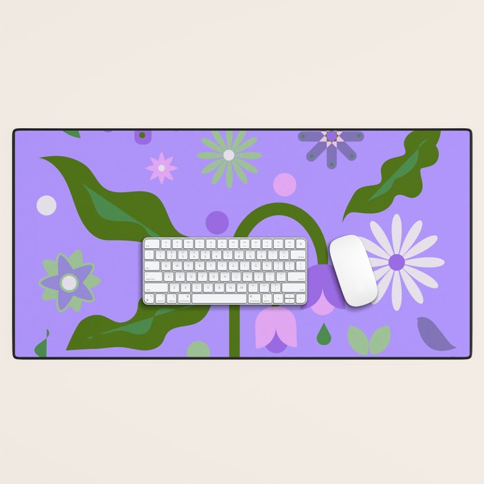Violet Green Spring Flowers Desk Mat Gallery Image 1