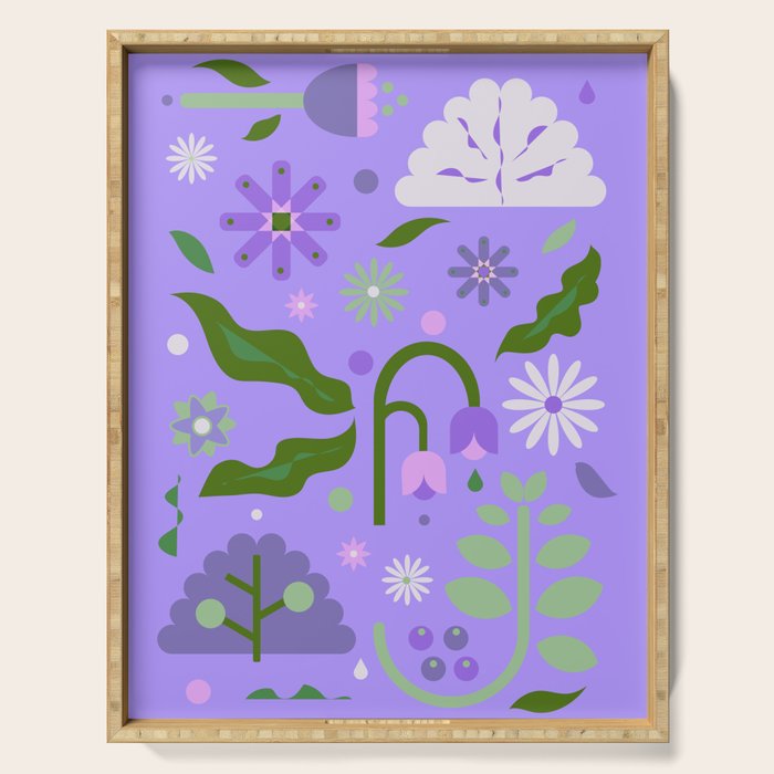Violet Green Spring Flowers Serving Tray Gallery Image 1
