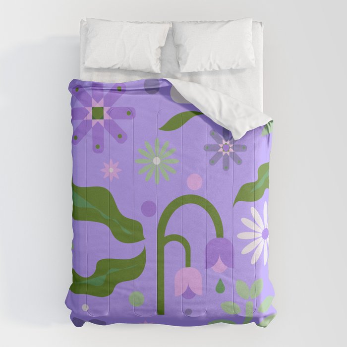 Violet Green Spring Flowers Comforter Gallery Image 6