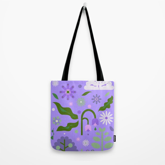 Violet Green Spring Flowers Tote Bag Gallery Image 2