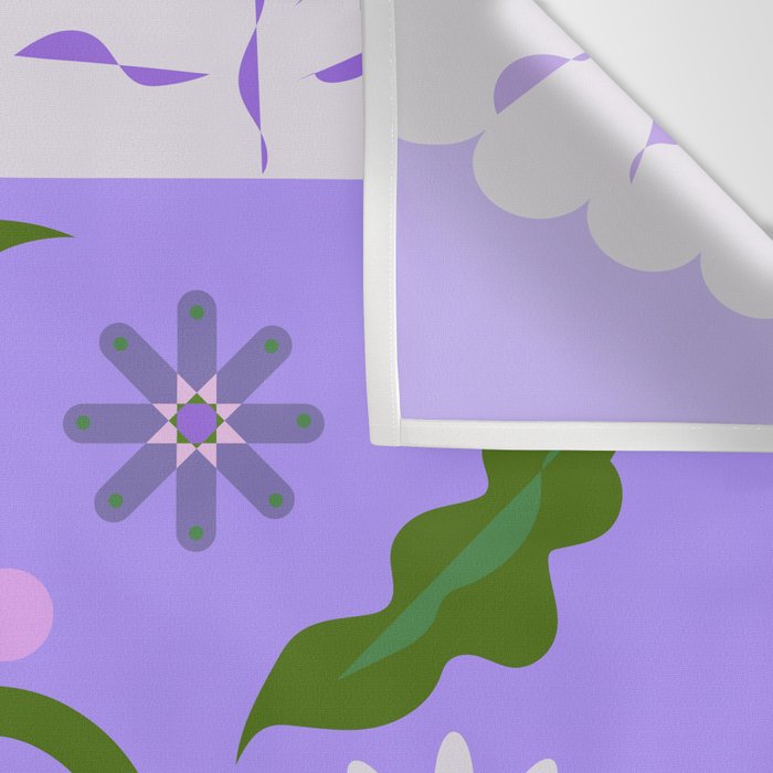 Violet Green Spring Flowers Wall Tapestry Gallery Image 3