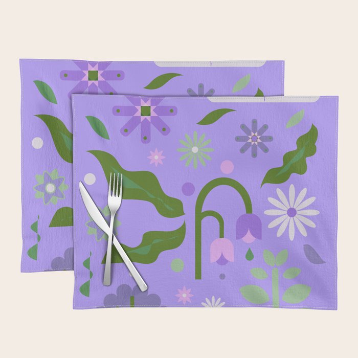 Violet Green Spring Flowers Placemat Gallery Image 1