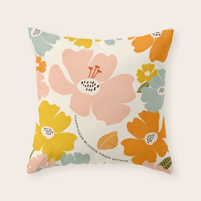 Happiness blooms Throw Pillow Gallery Image 6