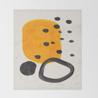 Unique Abstract Unique Mid century Modern Yellow Mustard Black Ring Dots Throw Blanket Gallery Image 2
