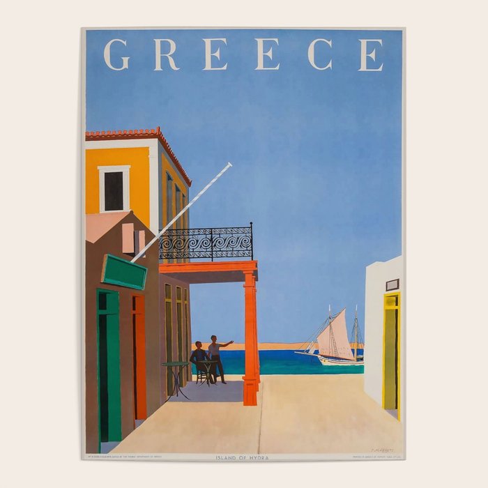 Greece Midcentury Modern Vintage Travel Poster Minimal Style Poster Gallery Image 1