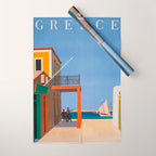 Greece Midcentury Modern Vintage Travel Poster Minimal Style Wrapping Paper Gallery Image 1