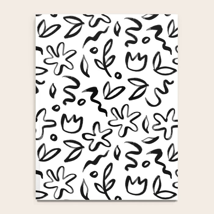 Black and white floral nature art doodle pattern Notebook Gallery Image 4