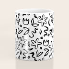 Black and white floral nature art doodle pattern Coffee Mug Gallery Image 4