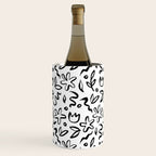 Black and white floral nature art doodle pattern Wine Chiller Gallery Image 2