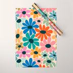Retro Fun Floral - Rainbow color Wrapping Paper Gallery Image 1