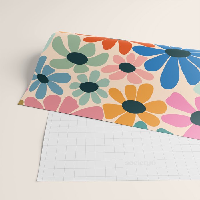 Retro Fun Floral - Rainbow color Wrapping Paper Gallery Image 2