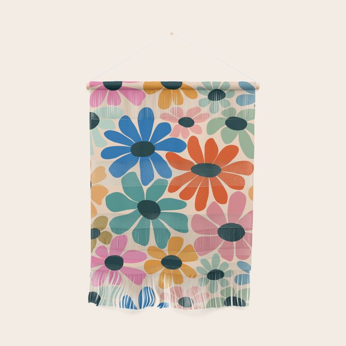 Retro Fun Floral - Rainbow color Wall Hanging Gallery Image 1
