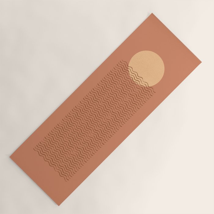 Ocean Wave Terracotta - Mid century modern Yoga Mat Gallery Image 1
