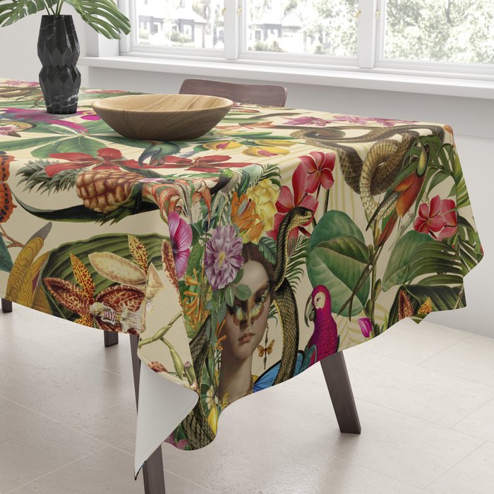 Snake Princess Tropical Jungle Vibes Multicolor  Tablecloth Gallery Image 3