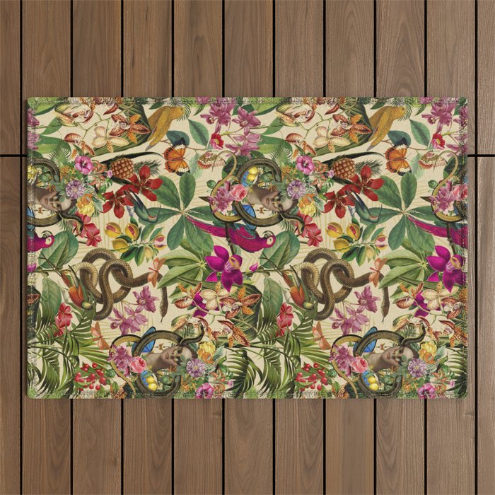 Snake Princess Tropical Jungle Vibes Multicolor  Outdoor Rug Gallery Image 1