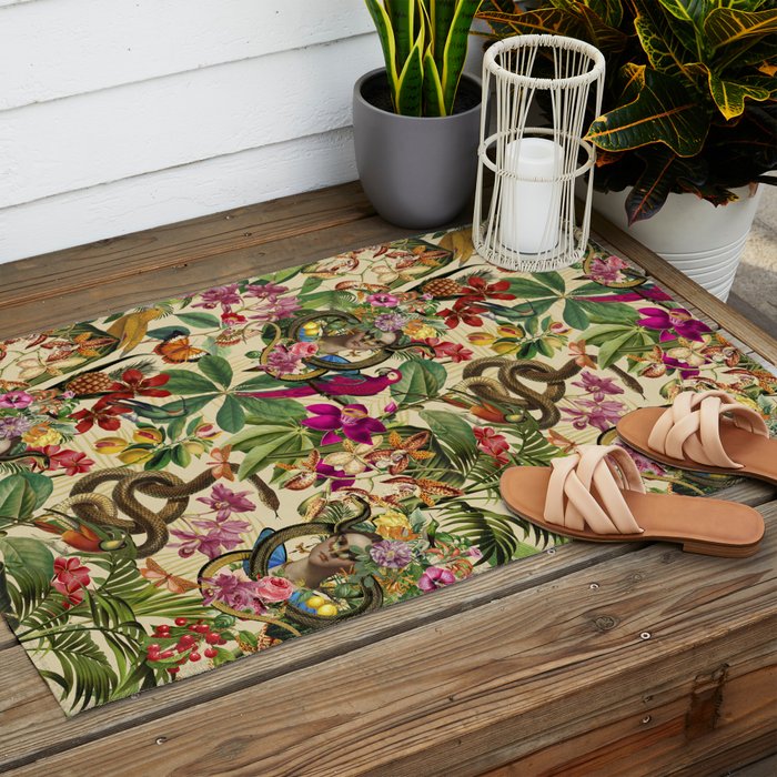 Snake Princess Tropical Jungle Vibes Multicolor  Outdoor Rug Gallery Image 2