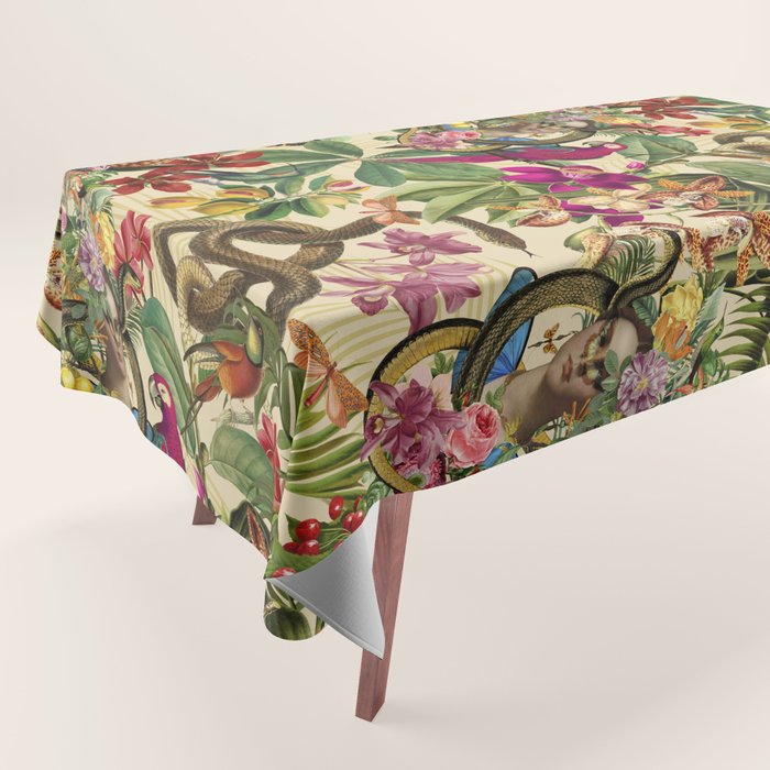Snake Princess Tropical Jungle Vibes Multicolor  Tablecloth Gallery Image 1