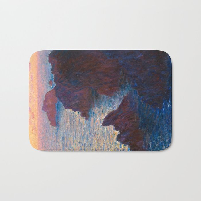 Claude Monet Impressionist Landscape Oil Painting Sunset At Sea Cliffs Ocean Cliff Landscape Bath Mat Gallery Image 1