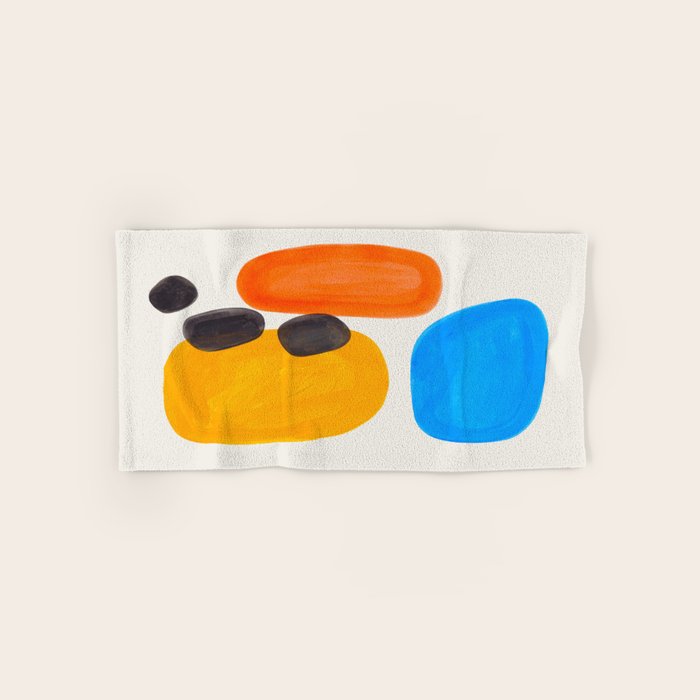 Minimalist Modern Mid Century Colorful Abstract Shapes Primary Colors Yellow Orange Blue Bubbles Towels Gallery Image 1