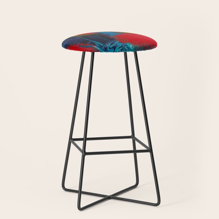 Mid Century Abstract Art Stool Gallery Image 1