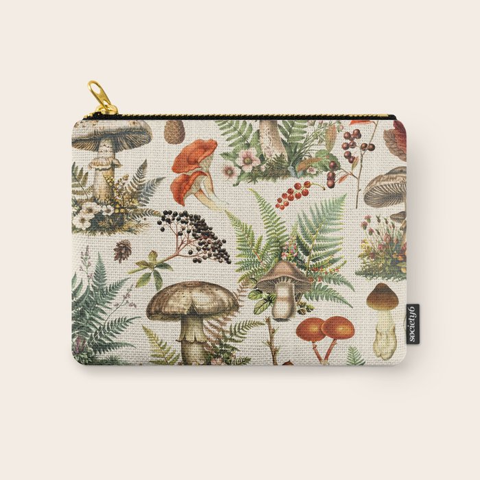 Woodland Vibes Mushroom And Fern Pattern Carry All Pouch Gallery Image 1