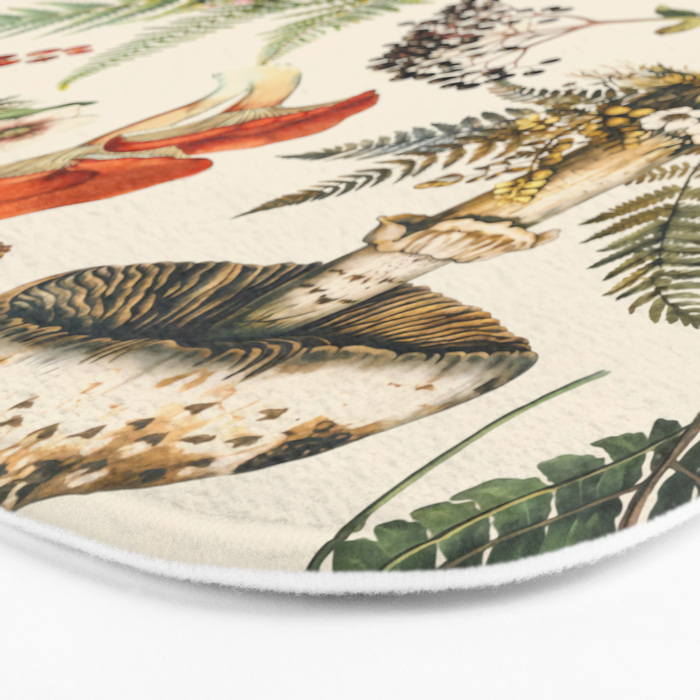 Woodland Vibes Mushroom And Fern Pattern Bath Mat Gallery Image 3