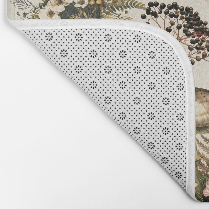 Woodland Vibes Mushroom And Fern Pattern Bath Mat Gallery Image 2