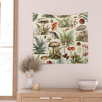 Woodland Vibes Mushroom And Fern Pattern Wall Tapestry Gallery Image 2