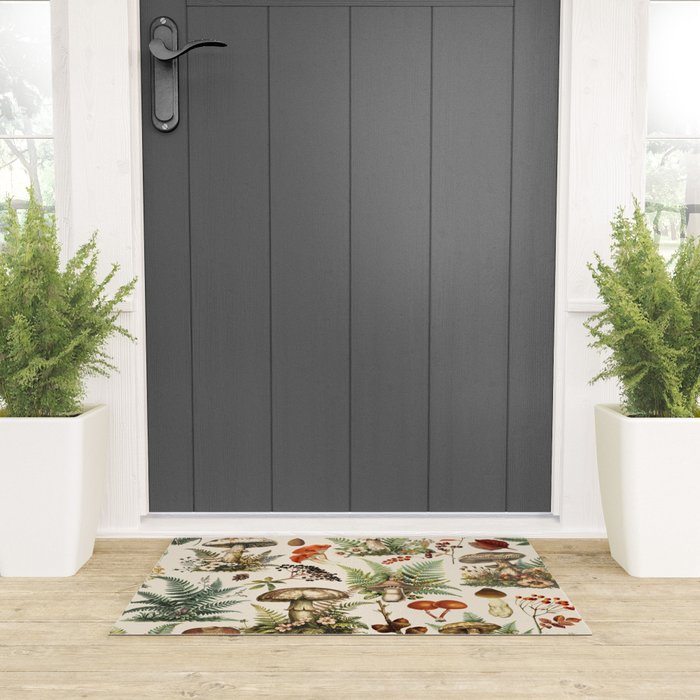 Woodland Vibes Mushroom And Fern Pattern Welcome Mat Gallery Image 3