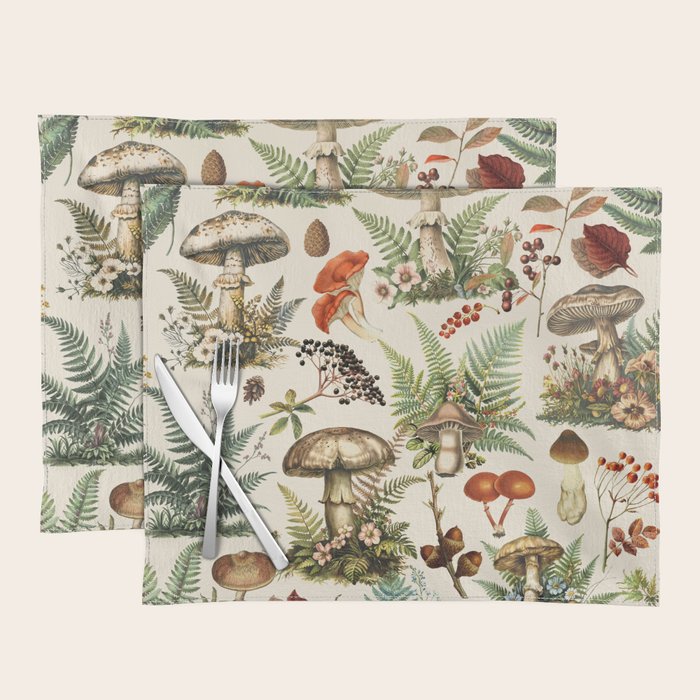 Woodland Vibes Mushroom And Fern Pattern Placemat Gallery Image 1