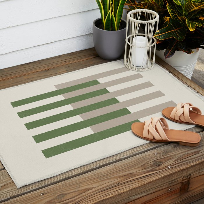 Lines Aligned - Green Outdoor Rug Gallery Image 2