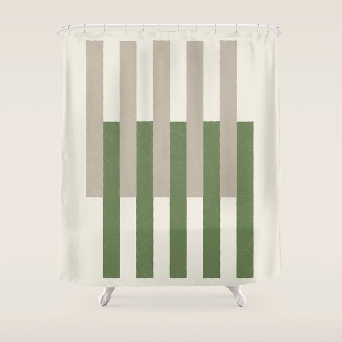 Lines Aligned - Green Shower Curtain Gallery Image 1