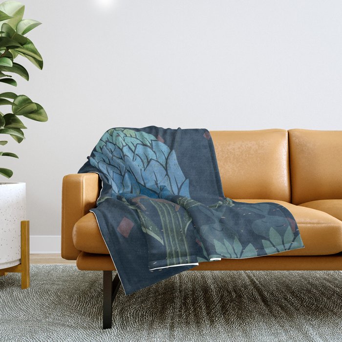 Artichoke dark blue Throw Blanket Gallery Image 1