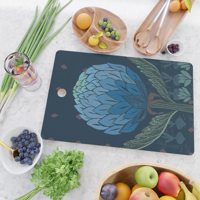 Artichoke dark blue Cutting Board Gallery Image 2